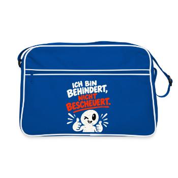 Ich bin behindert, nicht bescheuert. - Retro Tasche - Blau/Weiß - Vorne