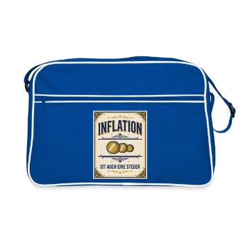 Inflation Steuer Etikett Satire - Retro Tasche - Blau/Weiß - Vorne