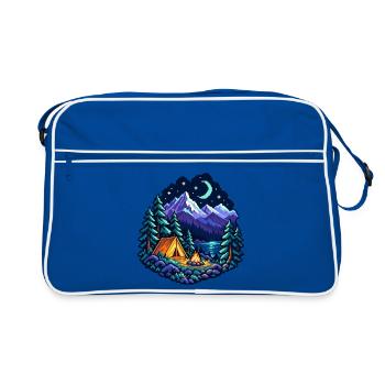 Camping unter dem Mond - Retro Tasche - Blau/Weiß - Vorne