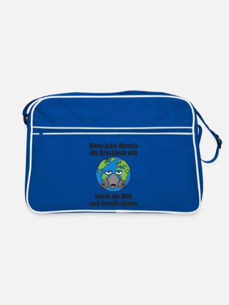 Maskierter Klimawandel - Humor - Retro Tasche - Blau/Weiß