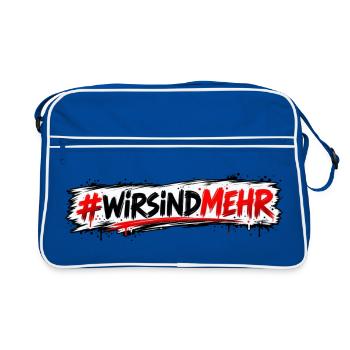 #WIRSINDMEHR Graffiti Protest - Retro Tasche - Blau/Weiß - Vorne