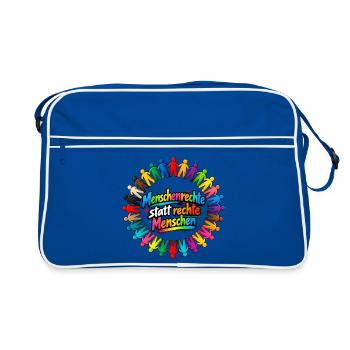 Menschenrechte statt rechte Menschen - Retro Tasche - Blau/Weiß - Vorne
