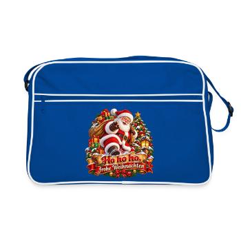Santa Geschenke Weihnachtsfreude - Retro Tasche - Blau/Weiß - Vorne