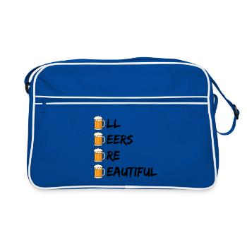 ALL BEERS ARE BEAUTIFUL BIER JGS ACAB ABAB SPRUCH - Retro Tasche - Blau/Weiß - Vorne