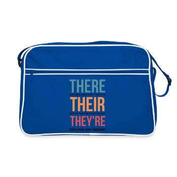 Lustige Grammatik-Wertschätzung eines Englischlehrers - Retro Tasche - Blau/Weiß - Vorne