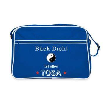 bueck dich yoga - Retro Tasche - Blau/Weiß - Vorne