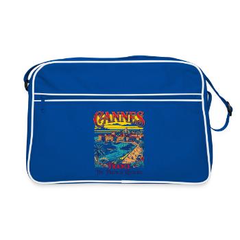 Retro Cannes France The French Riviera - Retro Tasche - Blau/Weiß - Vorne