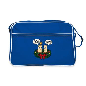 Willst du mit mir ausgehen – Winter Humor - Retro Tasche - Blau/Weiß - Vorne