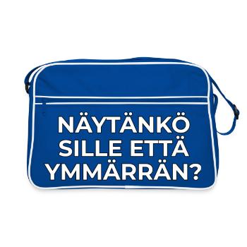 Zeige ich ihm, dass ich es verstehe? - Retro Tasche - Blau/Weiß - Vorne