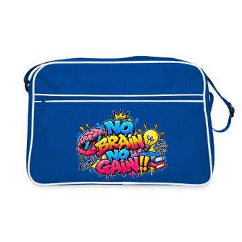 KEIN GEHIRN, KEIN GEWINN – Das Graffiti der Gehirne! - Retro Tasche - Blau/Weiß - Vorne