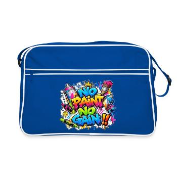 KEIN ANMALEN, KEIN WINS, Aufkleber – Graffiti, das knallt! - Retro Tasche - Blau/Weiß - Vorne
