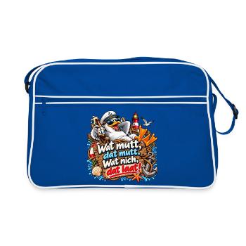 Wat mutt, datt mutt Nautik Clipart - Retro Tasche - Blau/Weiß - Vorne