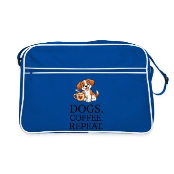 Dogs Coffee Repeat - Retro Tasche - Blau/Weiß - Vorne