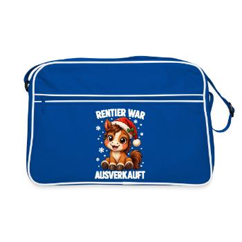 Rentier War Ausverkauft Pferd Weihnachten Lustig - Retro Tasche - Blau/Weiß - Vorne