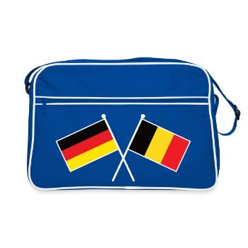 Deutschland & Belgien Flaggen - Partnerschaft - Retro Tasche - Blau/Weiß - Vorne