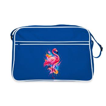 Niedlicher Flamingo Süße Flamingos - Retro Tasche - Blau/Weiß - Vorne
