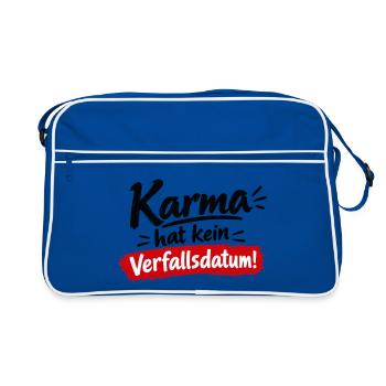 Karma Hat Kein Verfallsdatum - Retro Tasche - Blau/Weiß - Vorne
