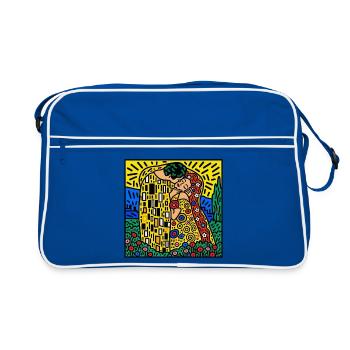Kiss of Color Mosaik - Retro Tasche - Blau/Weiß - Vorne