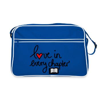 Love in Every Chapter – Design für Bücherliebe - Retro Tasche - Blau/Weiß - Vorne