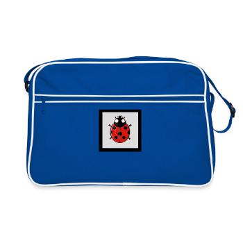 Cartoon-rote Marienkäfer - Retro Tasche - Blau/Weiß - Vorne