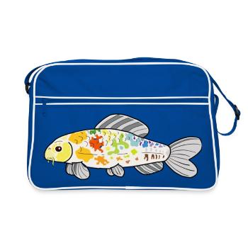 Koi-BogenBunter Spritzer - Retro Tasche - Blau/Weiß - Vorne