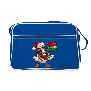 Schreiende Gans – Weihnachtshumor - Retro Tasche - Blau/Weiß - Vorne