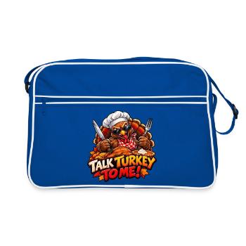 Wütender Truthahn – Der König des Thanksgiving - Retro Tasche - Blau/Weiß - Vorne