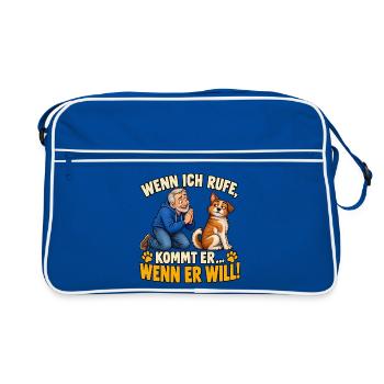 Wenn ich rufe kommt er Wenn er will - Retro Tasche - Blau/Weiß - Vorne