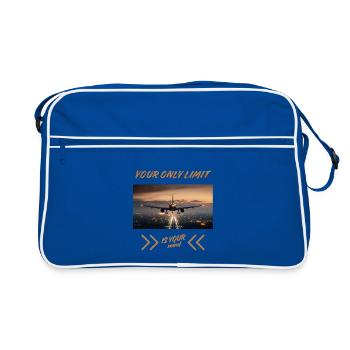 Your Only Limit Is Your Mind – Flugzeug Mindset - Retro Tasche - Blau/Weiß - Vorne