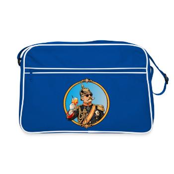 Kaiser Wilhelm mit Sonnenbrille und Cocktail - Retro Tasche - Blau/Weiß - Vorne