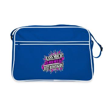 Lass mich! Ich muss mich da jetzt reinsteigern! - Retro Tasche - Blau/Weiß - Vorne