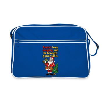 Santa's Naughty DIY Elektrowerkzeuge - Retro Tasche - Blau/Weiß - Vorne