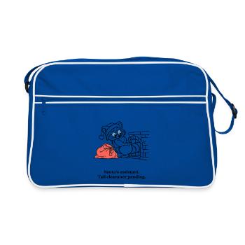 Santa Raccoon überprüft die Schornsteinfreigabe - Retro Tasche - Blau/Weiß - Vorne
