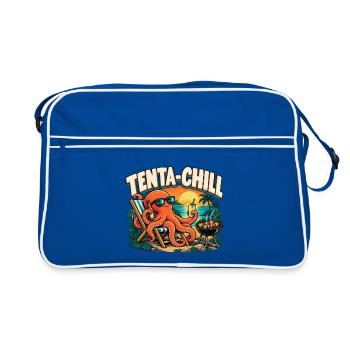 Tenta-Chill – Entspannter Oktopus am Grill - Retro Tasche - Blau/Weiß - Vorne