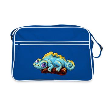 Jaszczurka_SpokoLoko - Retro Tasche - Blau/Weiß - Vorne
