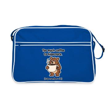 Finnischer Kaffeebär Winterschlaf - Retro Tasche - Blau/Weiß - Vorne