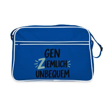 Gen Ziemlich Unbequem Spruch – Statement - Retro Tasche - Blau/Weiß - Vorne