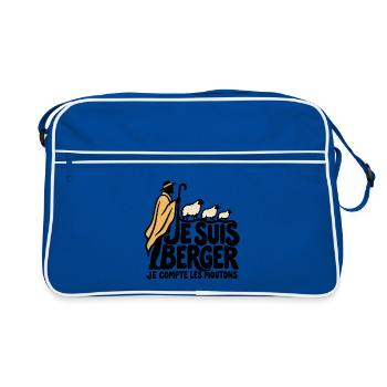 Ich bin ein Hirte – Humor - Retro Tasche - Blau/Weiß - Vorne