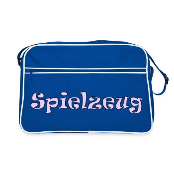 Spielzeug Schriftzug Frauen pink - Retro Tasche - Blau/Weiß - Vorne