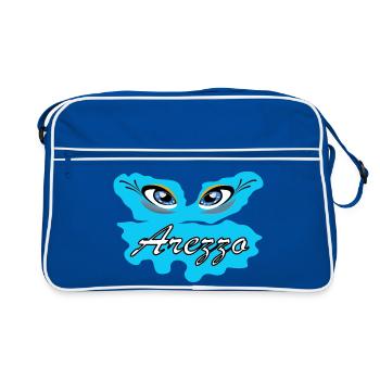 Arezza Blue Eyes-Logo auf Splash - Retro Tasche - Blau/Weiß - Vorne