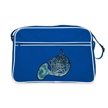 Blaues Aquarell-Waldhorn - Retro Tasche - Blau/Weiß - Vorne