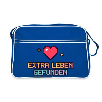 Pixelherz Extra Leben Gefunden - Retro Tasche - Blau/Weiß - Vorne