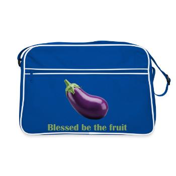Gesegnet sei die Frucht – Spaß-Shirt! - Retro Tasche - Blau/Weiß - Vorne