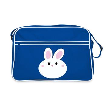 Süßes Kawaii-Kaninchen - Retro Tasche - Blau/Weiß - Vorne