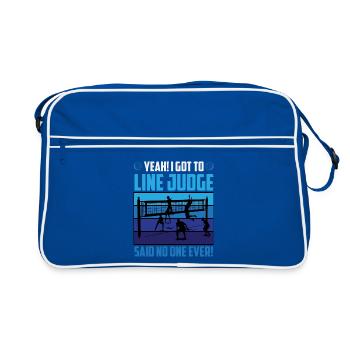 Line Judge? Said No One Ever – Volleyball Humor - Retro Tasche - Blau/Weiß - Vorne