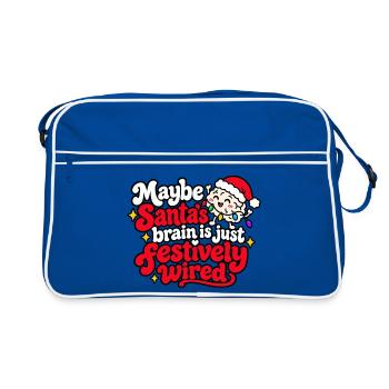 Vielleicht Santas Gehirn festlich verrückt - Retro Tasche - Blau/Weiß - Vorne