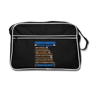 JGA Aufgaben Bräutigam Junggesellen Checkliste - Retro Tasche - Schwarz/Weiß - Vorne