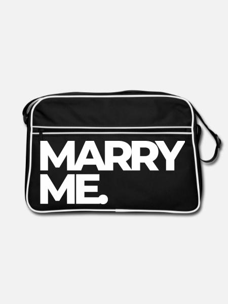Heirate mich mutiger Antrag - Retro Tasche - Schwarz/Weiß