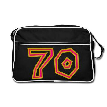 70. 70 ANS. 70e ANNIVERSAIRE. ANNIVERSAIRE 70 ANS. - Sac Retro - noir/blanc - Devant