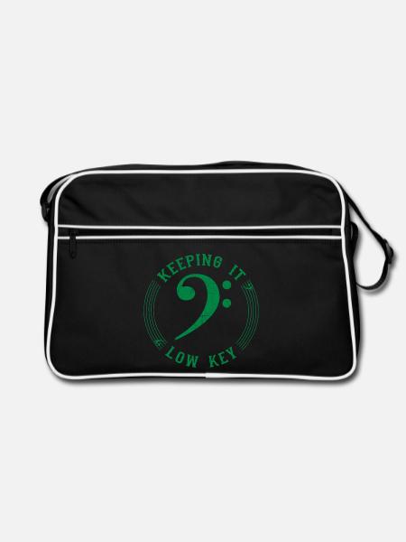 Bassschlüssel Grün - Vintage Musical Symbol - Retro Tasche - Schwarz/Weiß